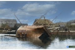 Hendrikkade-Pr-Kanaal-Schoonmaakbeurt-van-een-zeillogger-1906-color